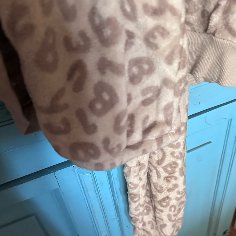 Stylish Tan Leopard Print Women's Sweatsuit - Picture 5 of 9